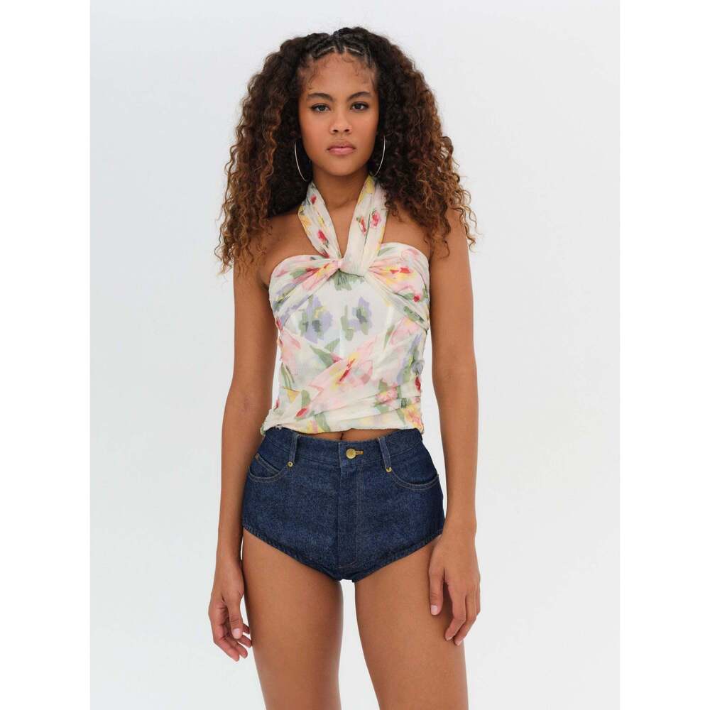 NWT For Love & Lemons Abby Strapless Top S / Multi